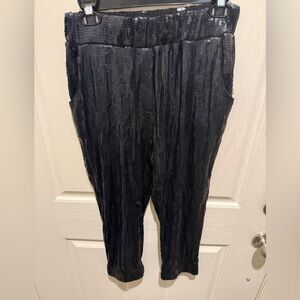 Bar III Black Sequin Cropped Jogger